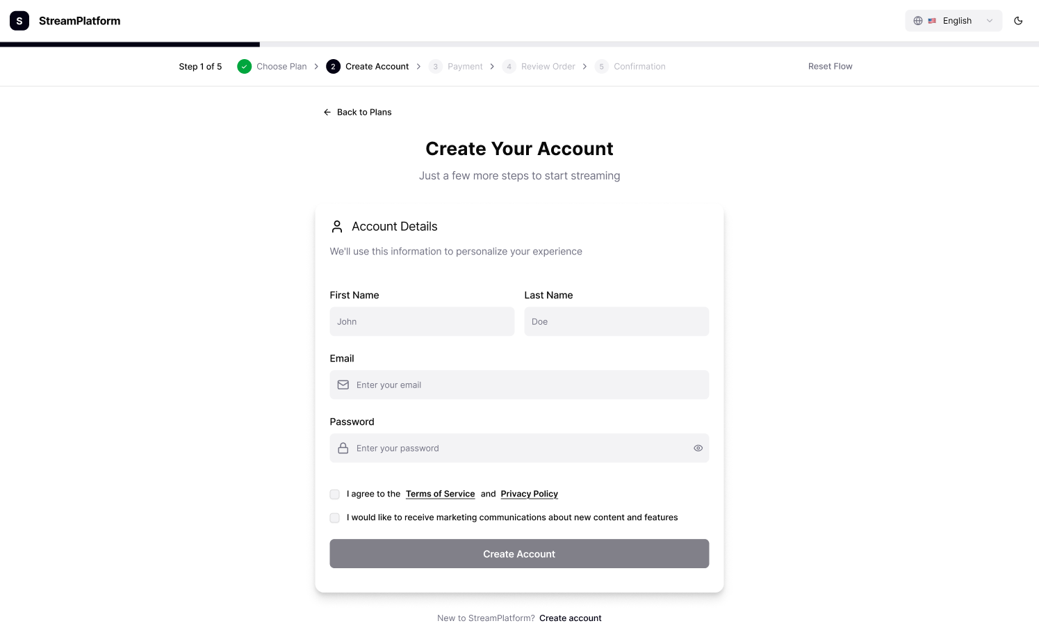 1 Create Account English Light