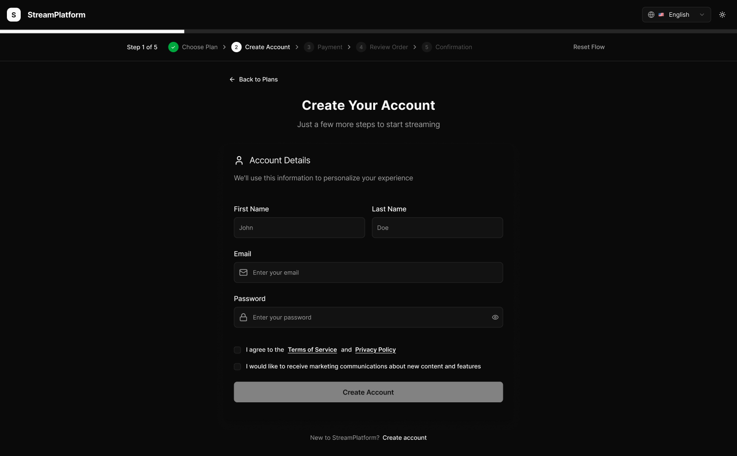 2 Create Account English Dark