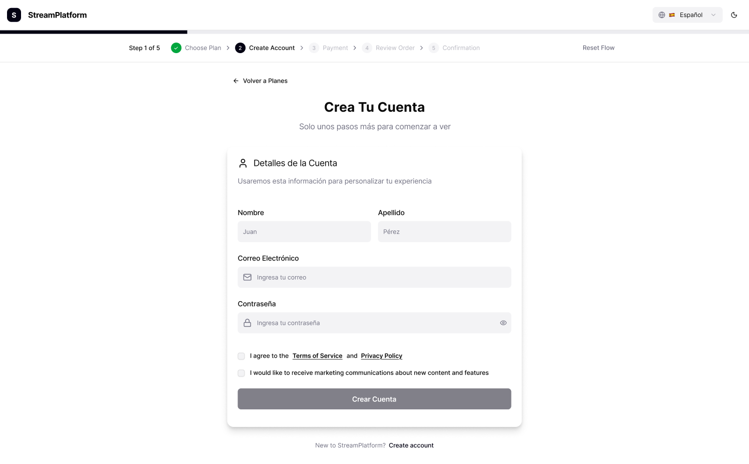 3 Create Account Hispenic Light
