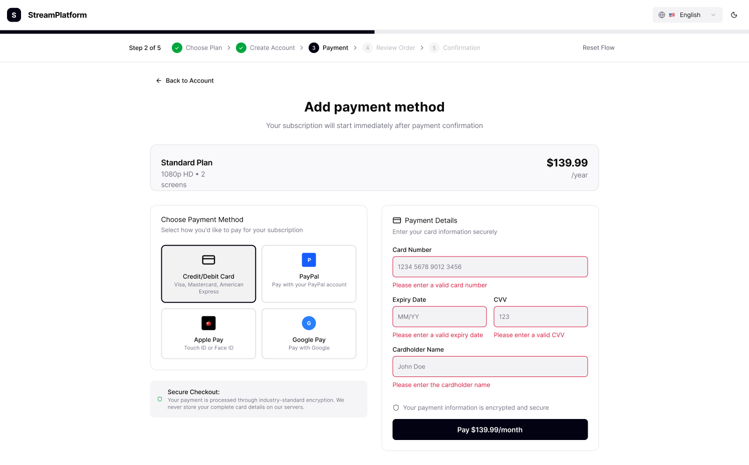 Add Payment Validation