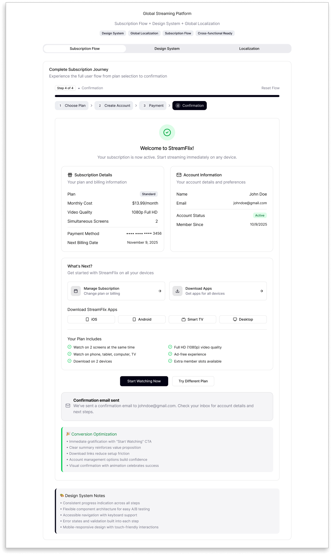 Subscription Flow - Confirmation